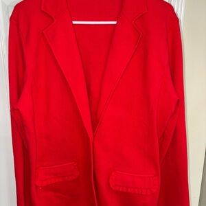 Lauren Ralph Lauren Women's Red Knit Jacket Blazer Sweater Sz XL Beautiful